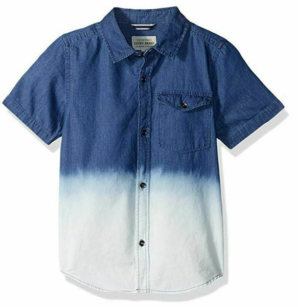 Lucky Brand Short Sleeve Chambray Button Down Shirt, Med Blue Denim Wash, 6