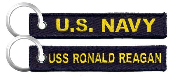 USS Ronald Reagan Navy Blue Embroidered Key Chain