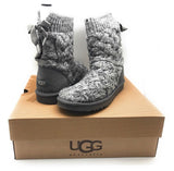 UGG Women's Isla Classic Knit Ribbon Boots, Heathered Gray, 7 US - New In Box