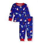 The Children's Place Baby Boys' Long Sleeve Pajama Set, Holiday Blue, 0-3 Months