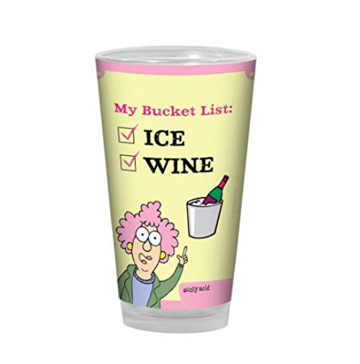 Tree-Free Greetings Aunty Acid Pint Glass "Bucket List" 16-Ounce