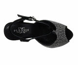 Pleaser Women's Prestige-10 BS Ankle-Strap Sandal Black Suede Pewter Size 6