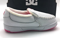 DC Shoes Villain Toddler Round Toe Leather White Pink Loafer Size 6