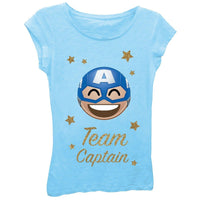 Marvel Little Girls' Team Captain Kawaii Short Sleeve Tee, Cancun, 4