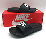 Nike Kid's Benassi Just Do It Slide Sandals, Black/White, 3Y Little Kid 3 US