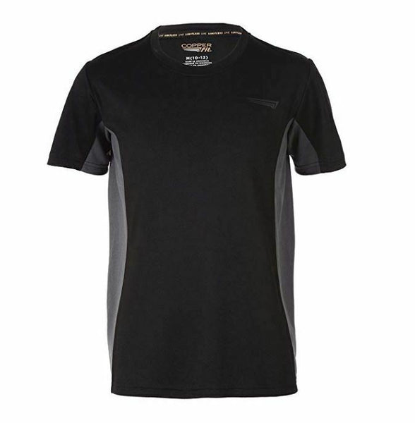 Copper Fit Boys' Big Cooling T-Shirt, Onyx, Small (8)