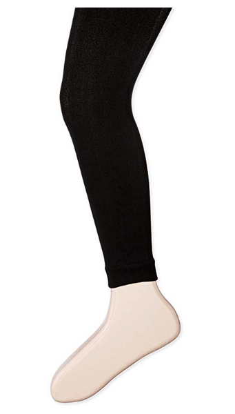 Jefferies Socks Little Girls' Fleece Lined Footless Tight, Black, 4-6 Years