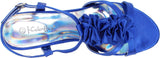 Coloriffics Women's Giselle Satin Dress Sandal With Ruffles, Blue, 6 M US