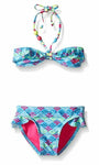 Roxy Big Girls' Island Tiles Ruffle Bandeau Set, Ethereal Blue, 16