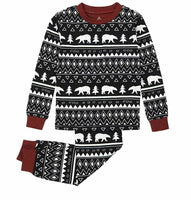 Kid's Holiday Sleepwear, Matching 2-Piece Quality Stretchy Cotton Pj Set, Black