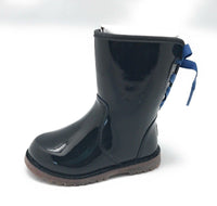 UGG Toddler's Corene Leather Patent Boot w/Satin Ribbon, Black, 6 M US Toddler