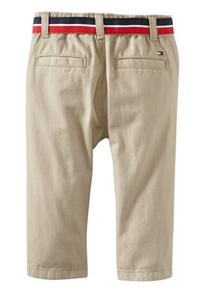Tommy Hilfiger Baby Boys' Charlie Flat Front Pant, Travel Khaki, 18 Months