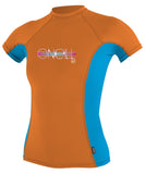 O'Neill Girls Premium Skins UPF 50+ Short Sleeve Rash Guard
