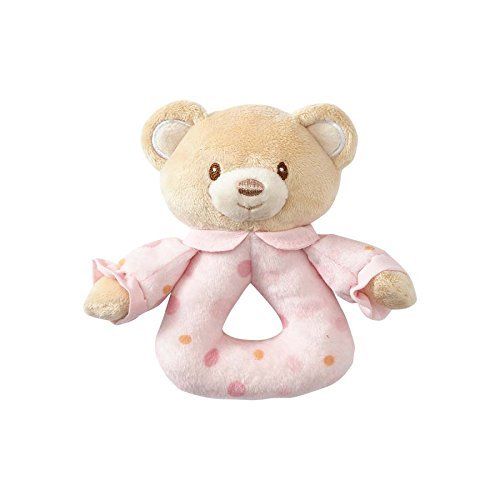 Beginnings by Enesco Plush Baby Girl Bear Rattle, 5 inches, Pink