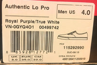 Vans Authentic Lo Pro Canvas Shoes, Royal Purple, Mens 4/Womens 5.5 - New In Box