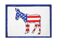 Democratic Party Donkey Logo Embroidered Iron-On Patch, 3.5" x 2.75"