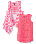 Limited Too Little Girls Knit Top and Vest Set, 3029 Neon Coral, 4