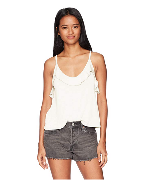 Lira Clothing Women's Jolie Ruffle Tank, Ivory, S