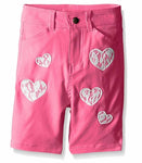 Dream Star - Girls' Super Stretch Shorts W/ Lace Heart Appliques - Sand Pink - M