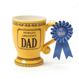 Our Name is Mud “World’s Greatest Dad” Blue Ribbon Trophy Stoneware Coffee Mu...