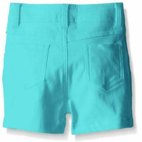 Dream Star Girls' Little Super Stretch Twill Short with Sequin Piecing, Aqua, 6