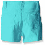 Dream Star Girls' Little Super Stretch Twill Short with Sequin Piecing, Aqua, 6