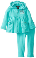 Calvin Klein Little Girls' Hoody with Pull On Pants, Blue Green/Teal, Size 4