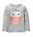 Crazy 8 - Girls' Toddler Li'l Long-Sleeve Heather Gray Owl Tee - 6-12 Months