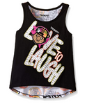 Trukfit Big Girls' Lil Tommy Love To Laugh Hi Low Tank, Black, Large