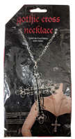 Living Fiction - Gothic Rhinestone Cross Necklace - Black & Silver