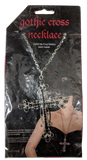 Living Fiction - Gothic Rhinestone Cross Necklace - Black & Silver