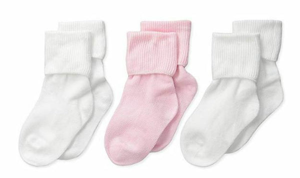 Trimfit - Girls' Single Cuff 3-Pack Socks - White And Pink - Sock Size 4-5.5