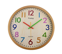 Foxtop Large Silent Non-Ticking Decorative Colorful Kids Wall Clock