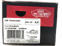 VANS 106 Vulcanized Classic Skate Shoes Black Blue Mens 5.5 Womens 7