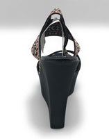 Madden Girl Women's Sabel Canvas Wedge Sandal, Multicolor Black, 11 M US, New