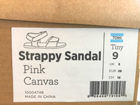 Toms Girls Tiny Adjustable Strappy Sandal, Pink Canvas, 10004746, Toddler 9 US