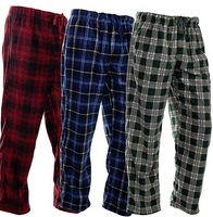 DG Hill Men's Pajama Pants Fleece Sleepwear Plaid, 3 Pairs, 3 Assorted Colors, M