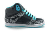 DC Shoes Womens Rebound High SE High-Top Skate Shoes Black Blue Leopard 6.5 M US