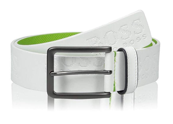 Hugo Boss - Men's Millowo Logo Leather Belt - White/Green - US 44 - EU 115