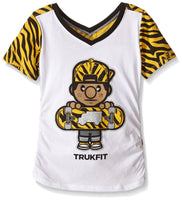 TRUKFIT Big Girls' Lil Tommy Tiger Print Tee, White, Medium