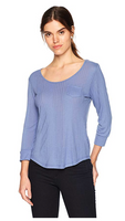 Splendid Women's Long Sleeve Rib Top Shirt Pajama Pj, Moonlight Blue XL