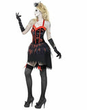Fever Women's Zombie Burlesque Costume Dress with Blood, Black/Red, Medium