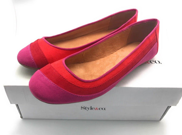Style & Co Women's Groovy Cosmic Pink Purple Red Suede Flats Size 8 M US