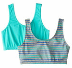 Trimfit Girls' Crop Top with Built Up Straps (Pack of 2), Aqua/Grey, XL