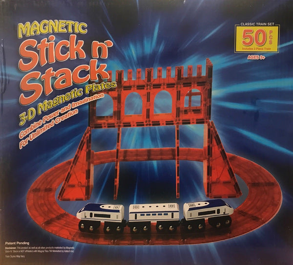 Magnetic Stick N Stack 50 Piece Train Set, Includes 3 Piece Train