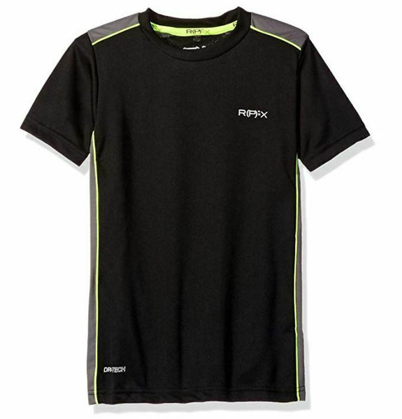 RPX Boys Slim Size Training Shirt with Piping, Black/Charcoal, M