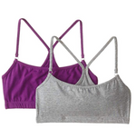 Trimfit Girls' Racerback Crop Top (Pack of 2), Grey Mix/Purple, Large