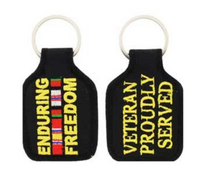 Enduring Freedom Veteran Proudly Served Embroidered Key Chain Ring 1.75 x 3.5 in