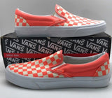 Vans Classic Slip On Canvas Sneakers Coral/White Checker Chex Mens 10 Women 11.5