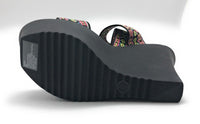 Madden Girl Women's Sabel Canvas Wedge Sandal, Multicolor Black, 11 M US, New